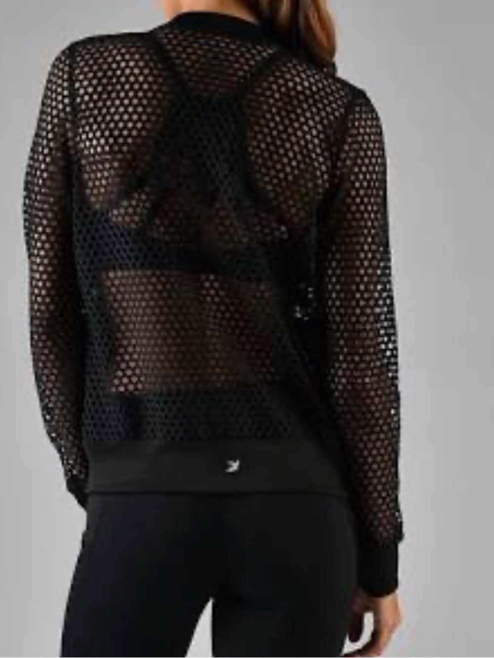 Glyder Black Mesh Bomber Jacket - Lightweight Athletic Cover-Up - Picture 2 of 4